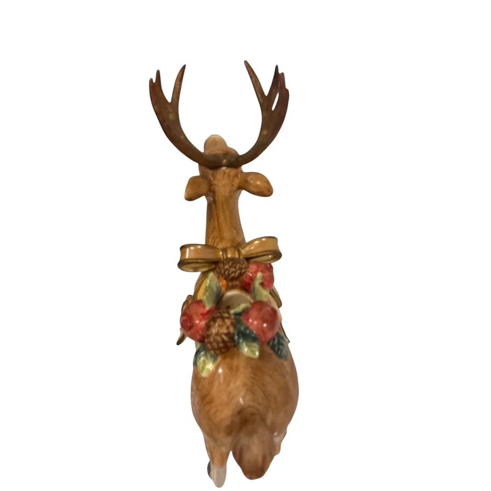 Fitz and Floyd Classics Reindeer Figurine Harvest Fruit Christmas Decor 11.5